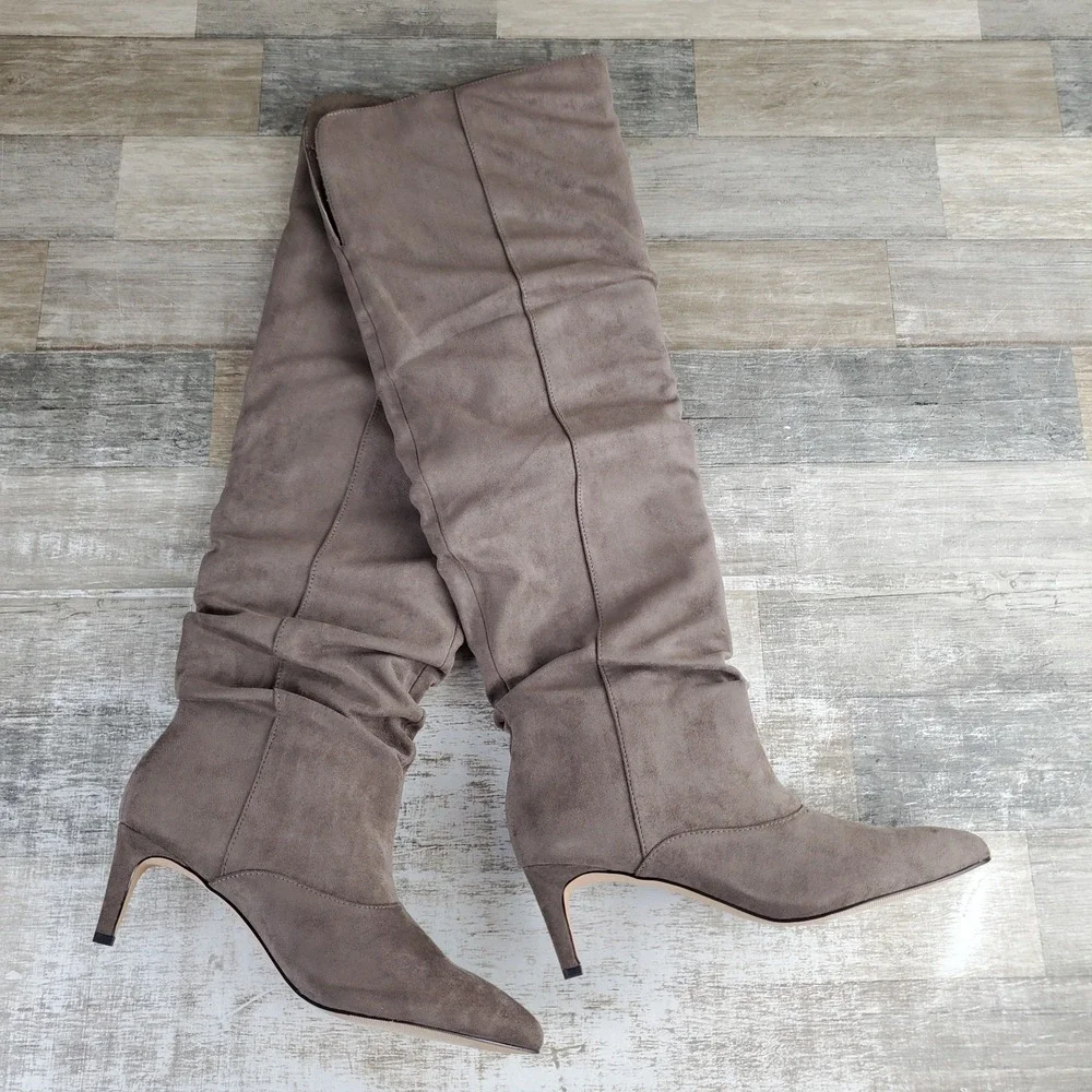 Madden Girl Stassi Womens Over-The-Knee Boots Sz 9.5 M Brown Slouchy Stiletto